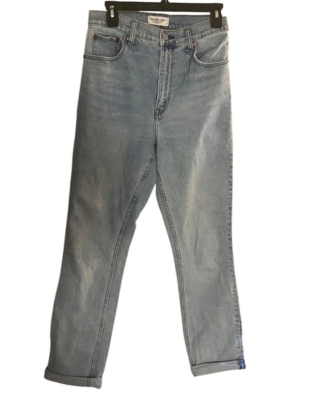 Abercrombie & Fitch Womens 90s Slim Straight Ultra High Rise Jeans  28 Light Was